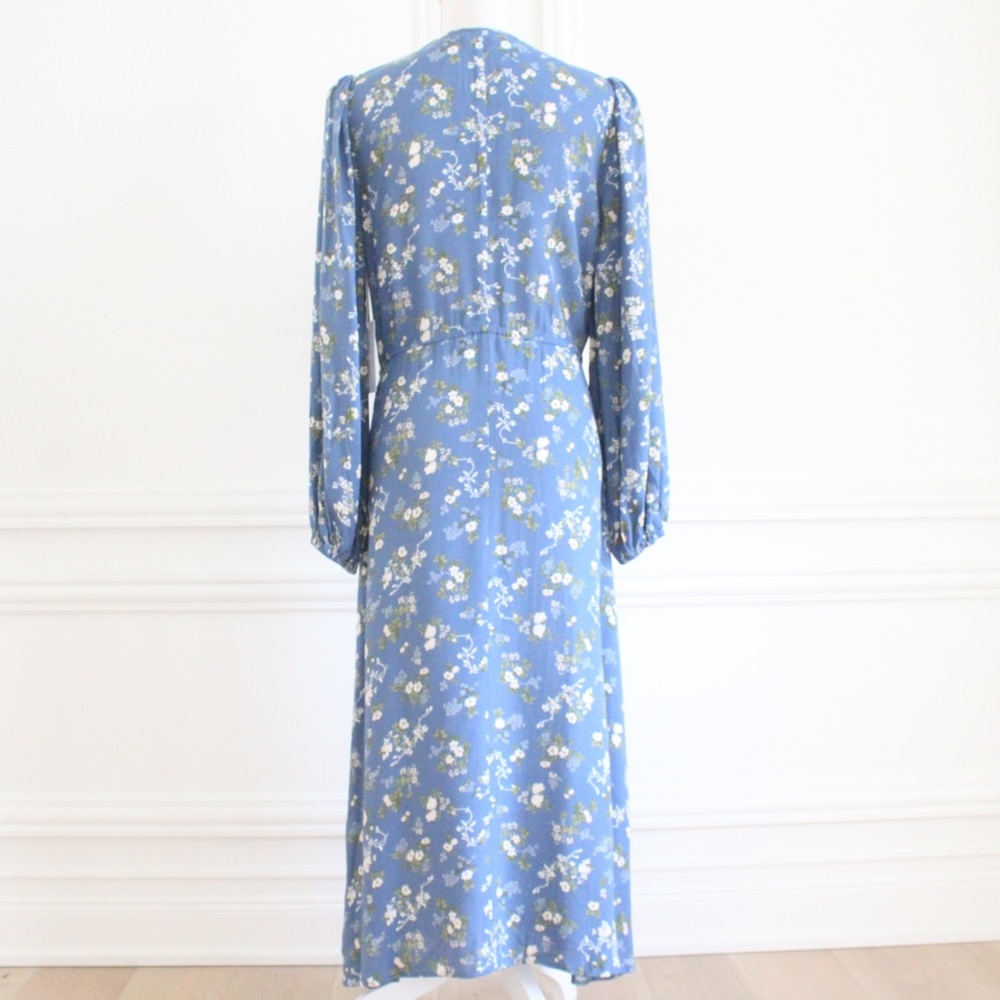 reformation • floral long sleeve blue lisse avery dress - Picture 10 of 13